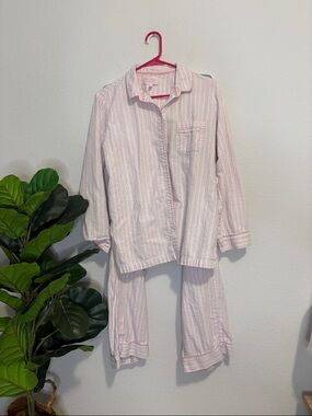Victoria's Secret Pink & White Striped pajama Set with Silver Accents L